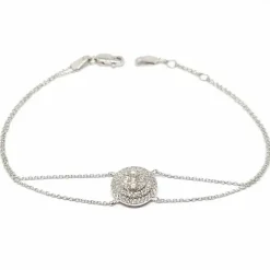 Bracelet diamants double chaîne or blanc