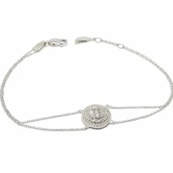 Bracelet diamants double chaîne or blanc