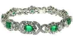 Bracelet diamants, émeraudes
