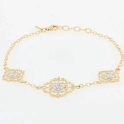 Bracelet diamants ors jaune et blanc arabesques