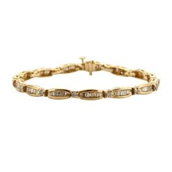 Bracelet diamants taille baguette or jaune 18k