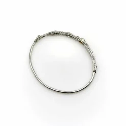 Bracelet édouardien en filigrane de diamants et saphir jaune en platine
