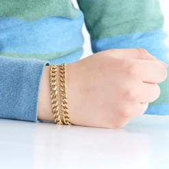 Bracelet double maille gourmette or jaune