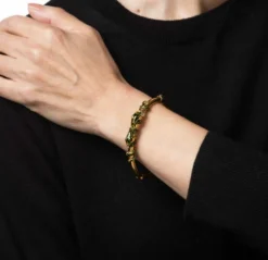 Bracelet double serpent antique victorien en émail enroulé et or jaune