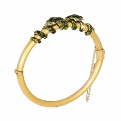 Bracelet double serpent antique victorien en émail enroulé et or jaune
