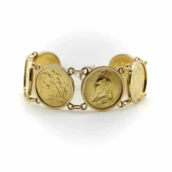 Bracelet en or 22 carats avec pièces souveraines britanniques de la reine Victoria