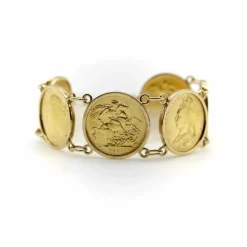 Bracelet en or 22 carats avec pièces souveraines britanniques de la reine Victoria