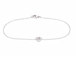 Bracelet en or blanc avec cœur en diamant 0,10 carat