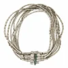 Bracelet en or blanc diamants, émeraude