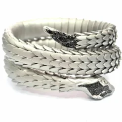 Bracelet en or blanc et argent avec diamants blancs et noirs
