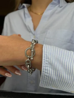 Bracelet en or blanc, Maille "Marine", Fermoir "Bâtonnet", Pavé de Diamants