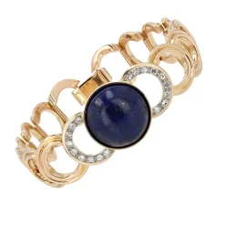 Bracelet en or diamants et son cabochon de lapis lazuli