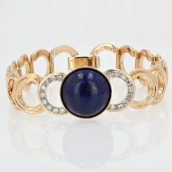 Bracelet en or diamants et son cabochon de lapis lazuli