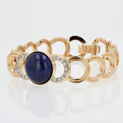 Bracelet en or diamants et son cabochon de lapis lazuli
