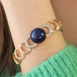 Bracelet en or diamants et son cabochon de lapis lazuli