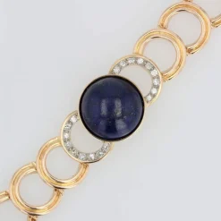 Bracelet en or diamants et son cabochon de lapis lazuli