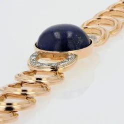Bracelet en or diamants et son cabochon de lapis lazuli