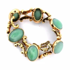 BRACELET EN OR JAUNE 18 KT - CHRYSOPRASE NATURELLE