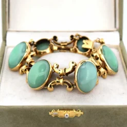 BRACELET EN OR JAUNE 18 KT - CHRYSOPRASE NATURELLE