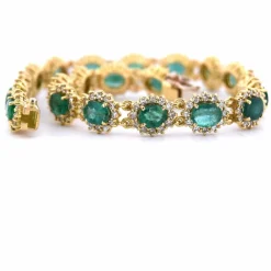 BRACELET EN OR JAUNE 18 KT - 17 g - ÉMERAUDES et DIAMANTS