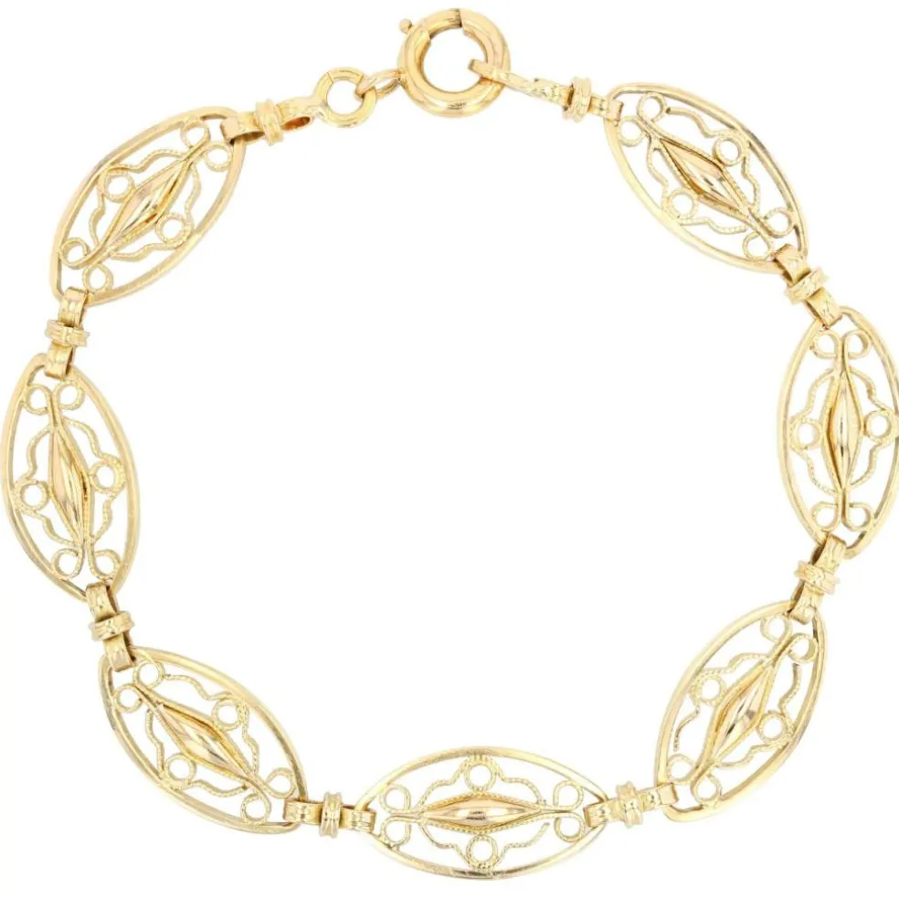 Bracelet en or jaune à maillons filigranés
