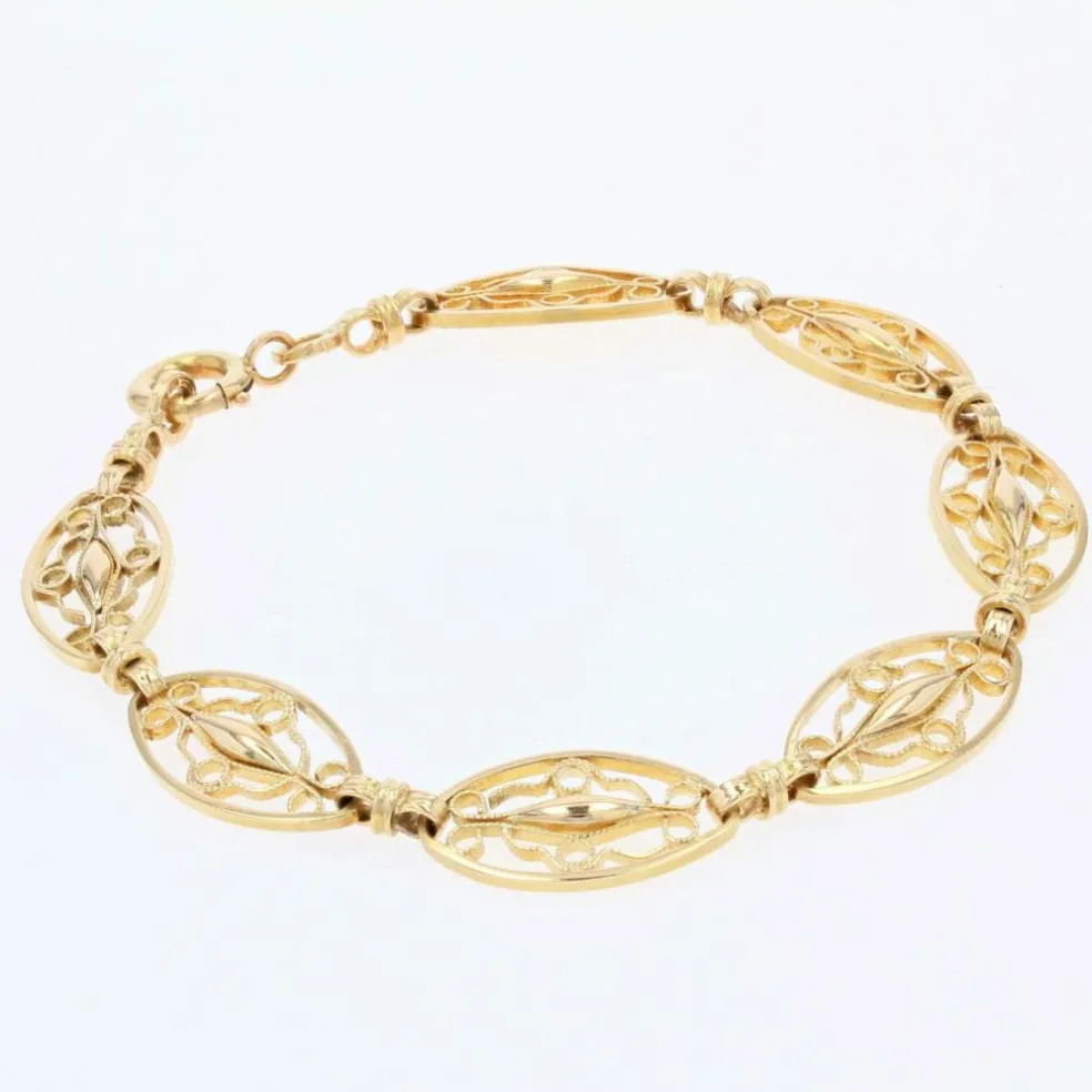 Bracelet en or jaune à maillons filigranés