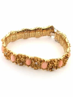 Bracelet en or jaune avec coraux et diamants