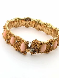 Bracelet en or jaune avec coraux et diamants