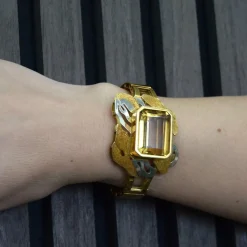 Bracelet en or jaune et citrine des années 80