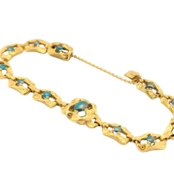 Bracelet en or jaune et turquoises