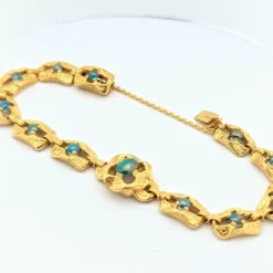 Bracelet en or jaune et turquoises