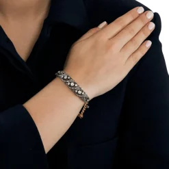 Bracelet en or jaune maille gourmette diamants