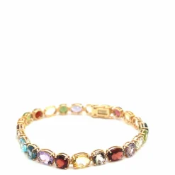 Bracelet en or rose avec pierres semi-précieuses multicolores et flexibles