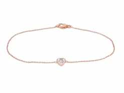 Bracelet en or rose avec cœur en diamant 0,10 carat