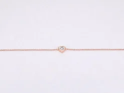 Bracelet en or rose avec cœur en diamant 0,10 carat