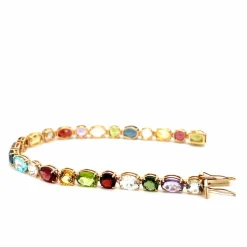 Bracelet en or rose avec pierres semi-précieuses multicolores et flexibles