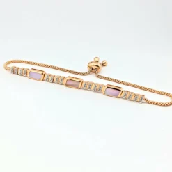 Bracelet en or rose diamants et nacre