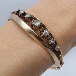 Bracelet en or rose et diamants taille rose
