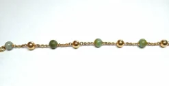 Bracelet en or rose et perles de jade
