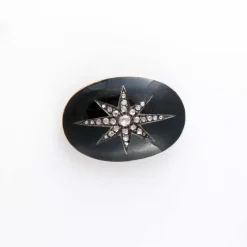 Bracelet et broche de deuil émaillés noir Diamants