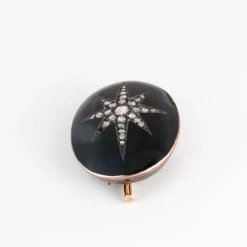 Bracelet et broche de deuil émaillés noir Diamants