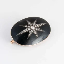 Bracelet et broche de deuil émaillés noir Diamants