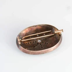 Bracelet et broche de deuil émaillés noir Diamants
