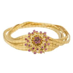 Bracelet Fleur Or jaune Rubis