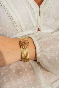 Bracelet Fleur Or jaune Rubis