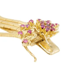 Bracelet Fleur Or jaune Rubis