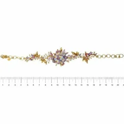 Bracelet fleurs émaillées, diamants et pierres précieuses