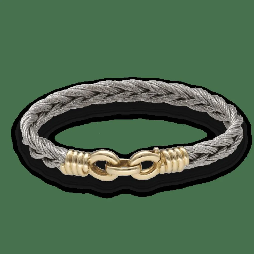 Bracelet Fre Vintage Force 10 en Or jaune 18k et Acier vers 1980, 17 cm.