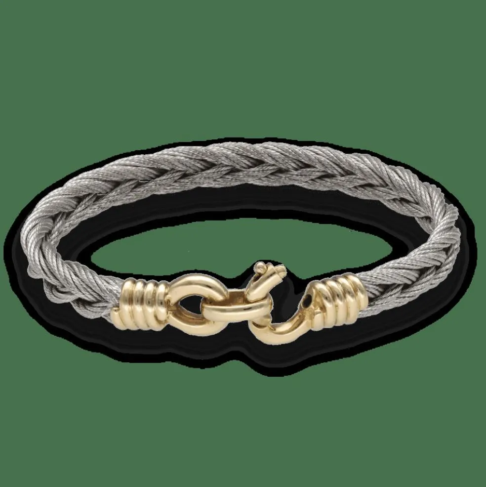 Bracelet Fre Vintage Force 10 en Or jaune 18k et Acier vers 1980, 17 cm.