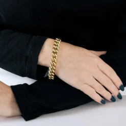 Bracelet gourmette mailles rondes or